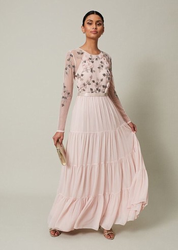 Phase Eight Florence Beaded Dress Rose Australia | UH2936740